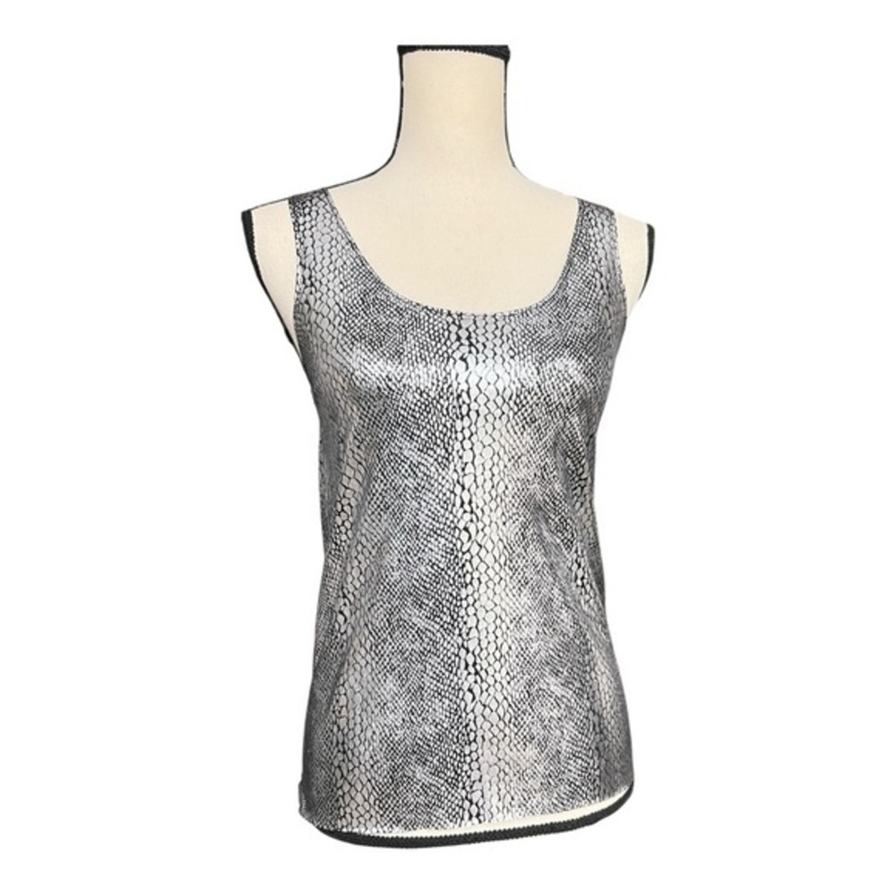 Women's Snake Embossed Black and White Sleeveless Tank Top Size S